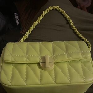 Lime Quilted Chain Shoulder Bag